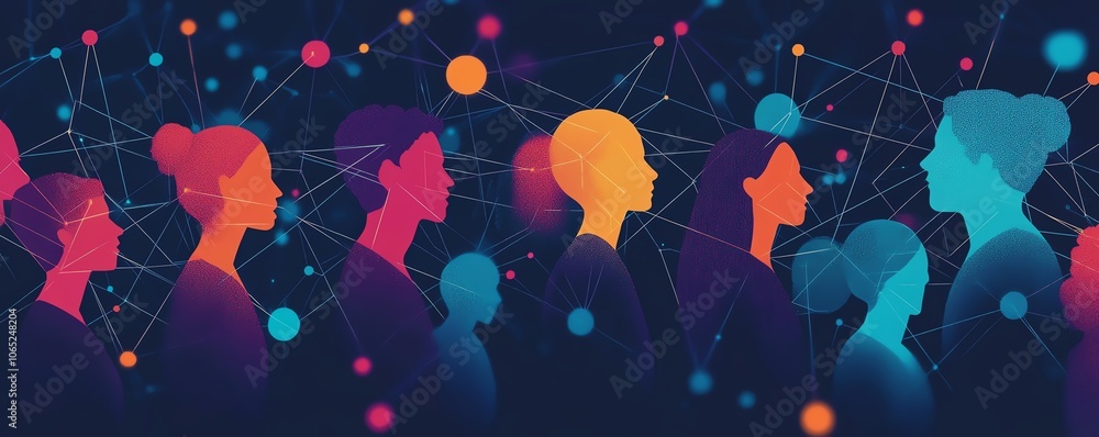 Poster a network of people interconnected by lines