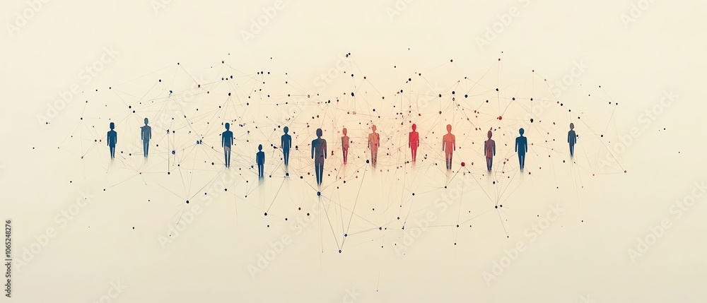 Aufkleber abstract graphic depicting interconnected individuals in a digital network