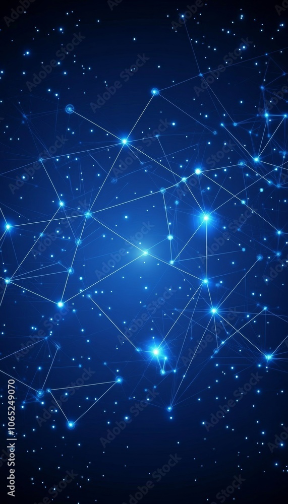 Aufkleber abstract blue technology background with connecting dots and lines, network connection concept.