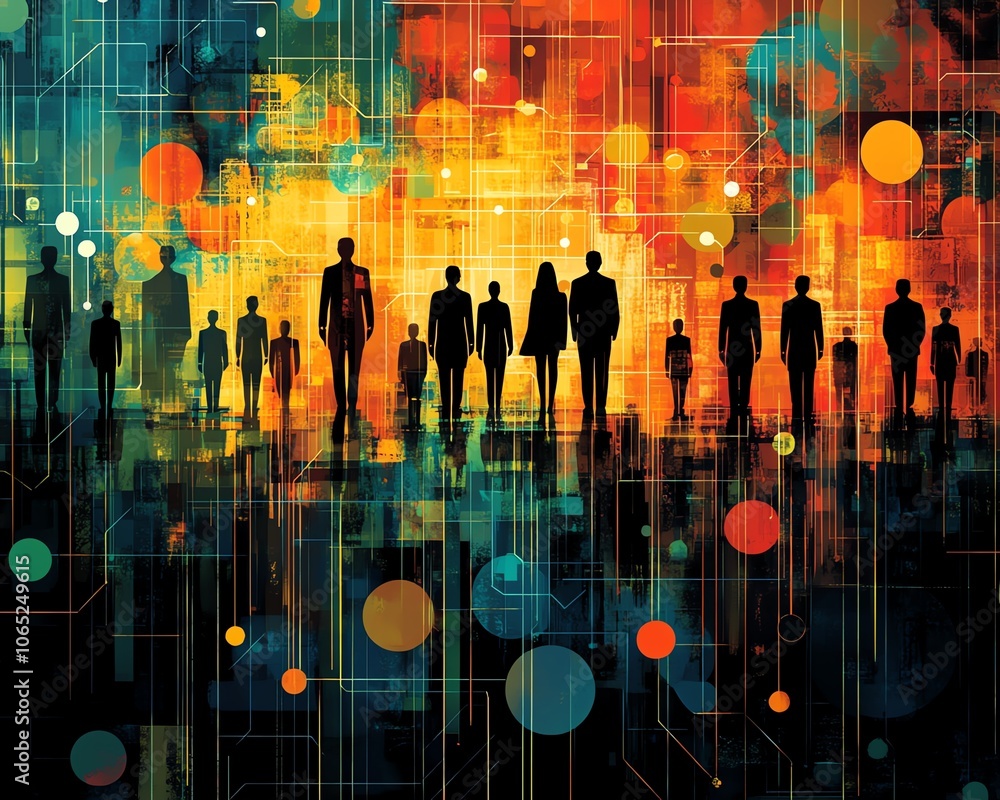 Poster conceptual artwork of a complex network of individuals linked by lines