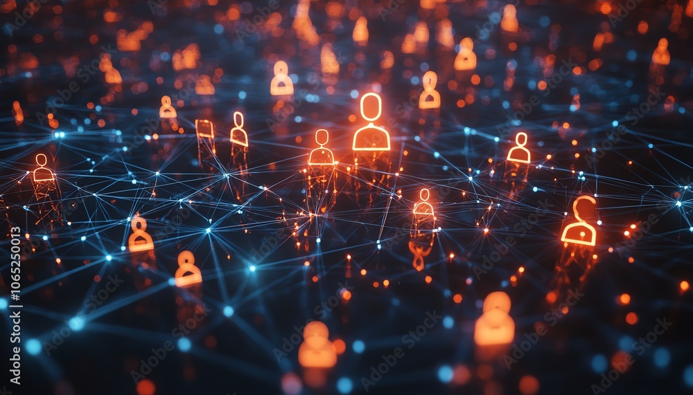 Aufkleber creative depiction of a straightforward graphic showing interconnected individuals in an online netw