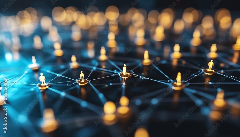 Aufkleber creative depiction of a straightforward graphic showing interconnected individuals in an online netw