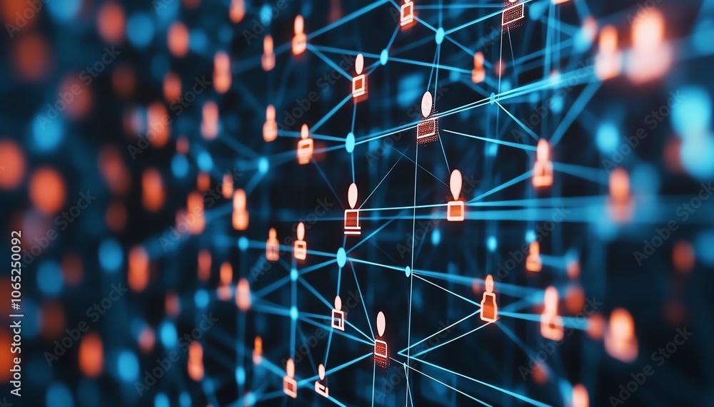 Aufkleber creative depiction of a straightforward graphic showing interconnected individuals in an online netw