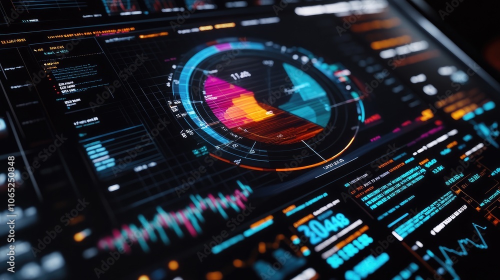 Poster vibrant data visualization with graphs and charts
