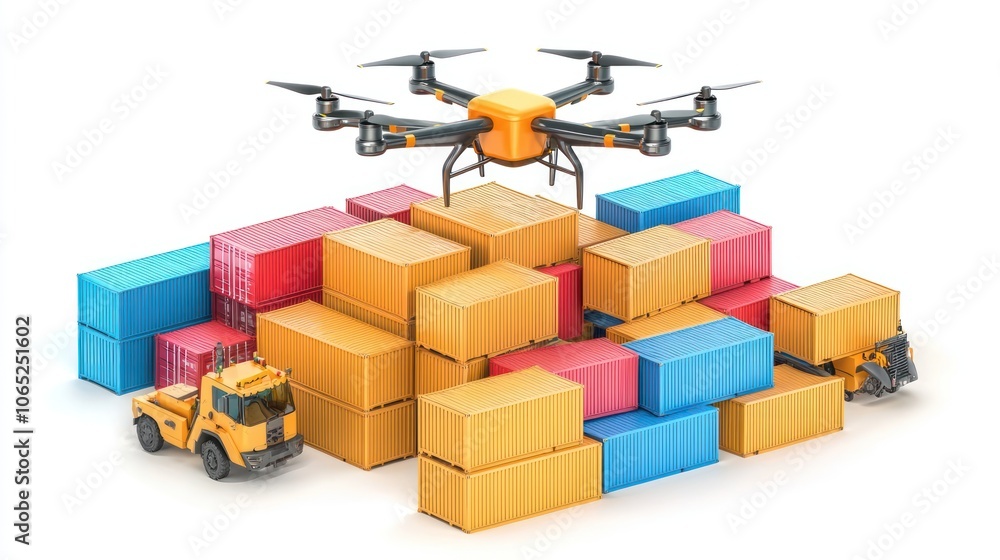 Poster optimize your supply chain with cargo drones and shipping containers
