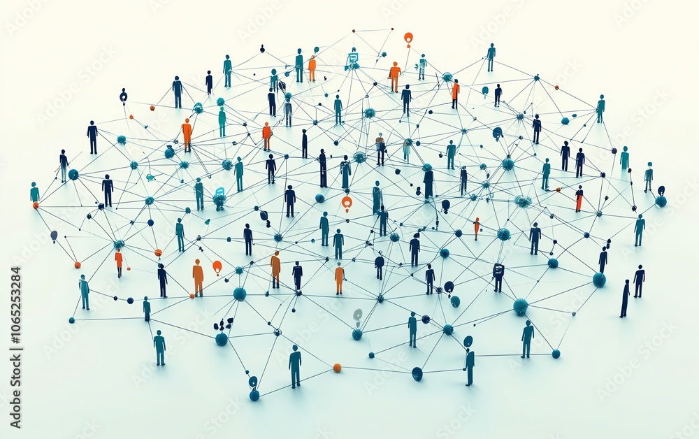 Aufkleber interconnected people and nodes representing network connections in business