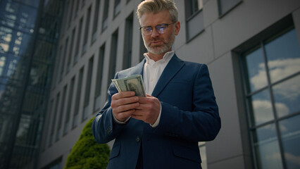 Happy rich wealthy old male businessman successful mature senior man entrepreneur business success...