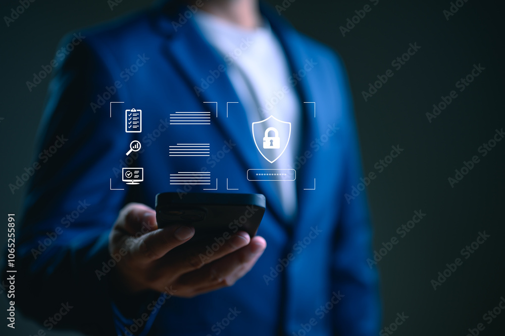 Aufkleber technology cybersecurity for business in the digital age, tech security online privacy smart securit