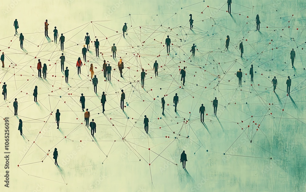 Poster visual representation of network connections in technology