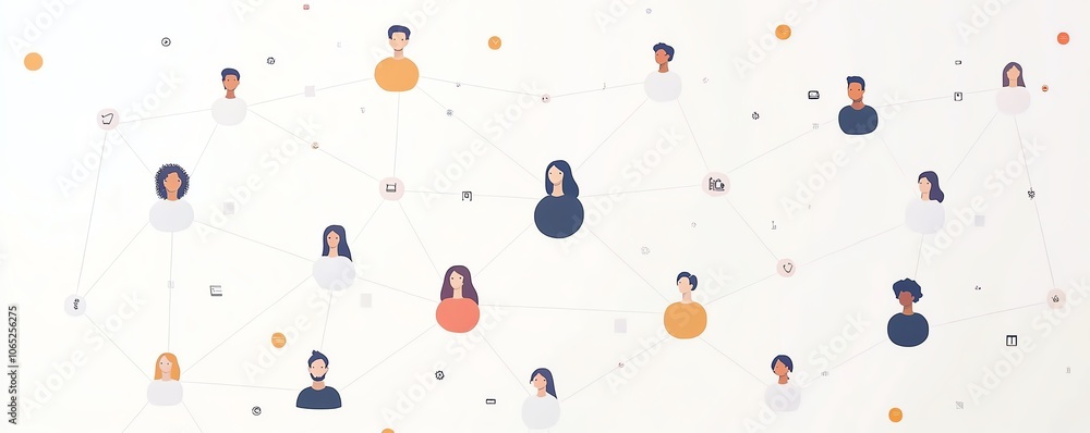 Poster a clean and simple graphic of interconnected people within a digital network