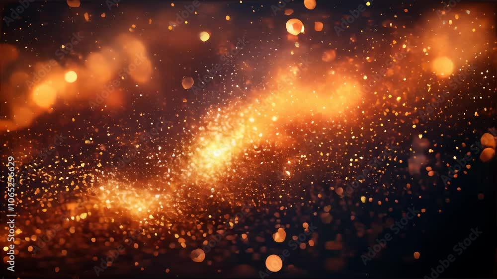 Poster golden light burst against dark background creating a magical glowing abstract sparkling pattern
