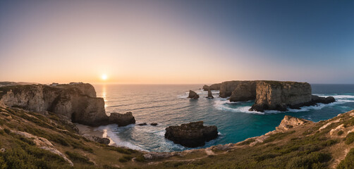 Naklejka premium Playa de Las Catedrales Spain’s Natural Cathedral by the Sea.