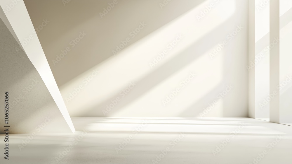 Poster minimal white space with natural light and shadows