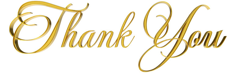 Thank you gold lettering 3d render	
