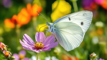 Butterfly on Flower in Vibrant Garden Setting