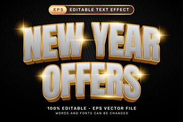happy new year offers 3d text effect and editable text effect with luxury color
