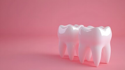 Healthy White Teeth on Pink Background   Dental Care Concept