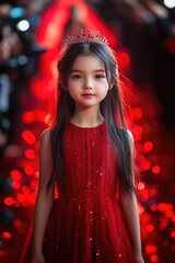 Fototapeta premium Red Carpet Moment for a Little Fashion Star