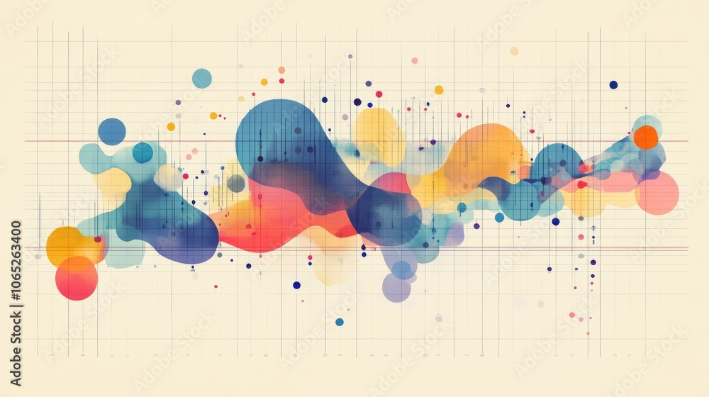 Poster abstract colorful wave with graphical elements