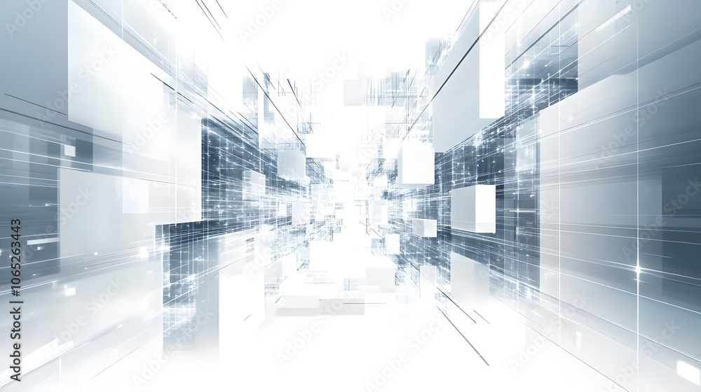 Aufkleber abstract futuristic technology background with grid and cubes