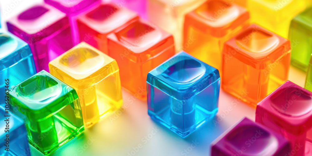 Poster A row of colorful cubes are arranged in a pattern