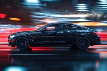 Fast Motion Car Ride with Stunning Night Lights