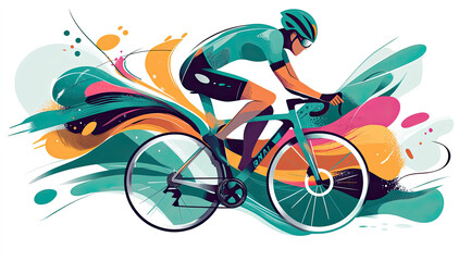 Fototapeta premium Dynamic Cyclist in Motion, Pedaling with Speed