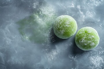 Refreshing Green Matcha Mochi Served in Stylish Studio Setting