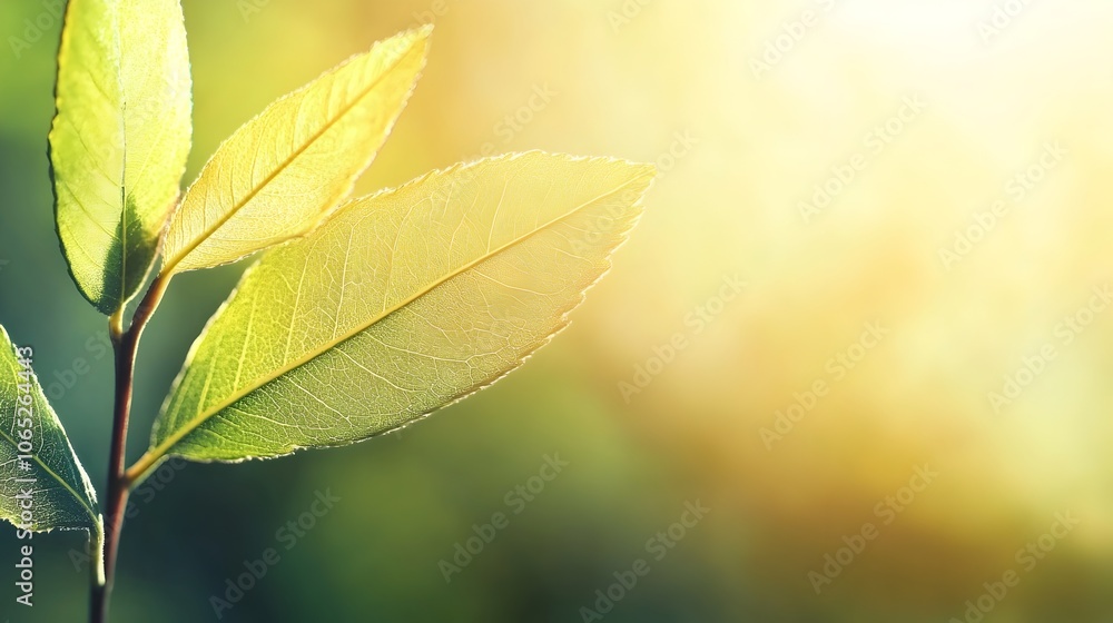 Aufkleber captivating macro shot of leaf with sunlit edges and soft bokeh background