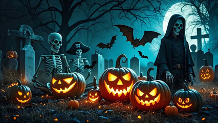 Fototapeta premium halloween background with pumpkin