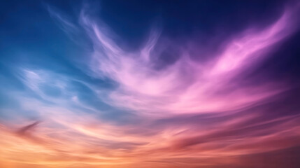 Obraz premium Vivid sunset sky with swirling clouds in shades of pink, purple, and orange, creating a dynamic and colorful atmospheric scene.