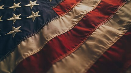 Close-up of American Flag Textures and Patterns