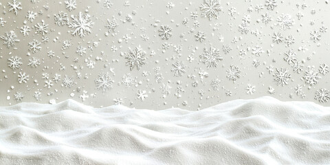 Obraz premium A snowy landscape with a white background and a snow-covered hill