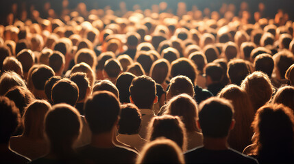 Obraz premium People, audience at night. Crowd of people in concert. Crowd at concert. Crowd of people dancing at concert