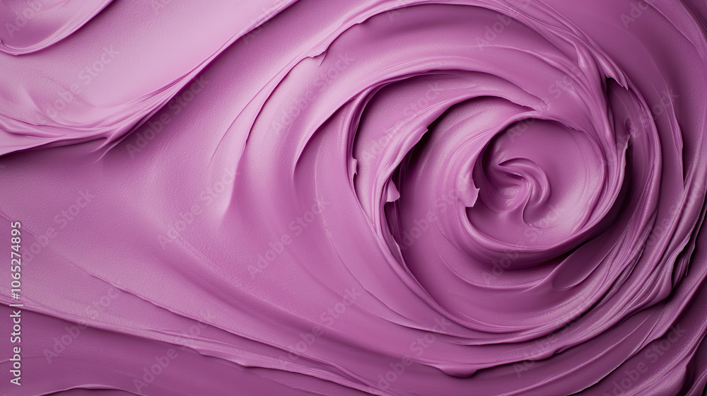 Poster captivating swirl of soft purple paste, creating smooth and flowing texture that evokes sense of cal