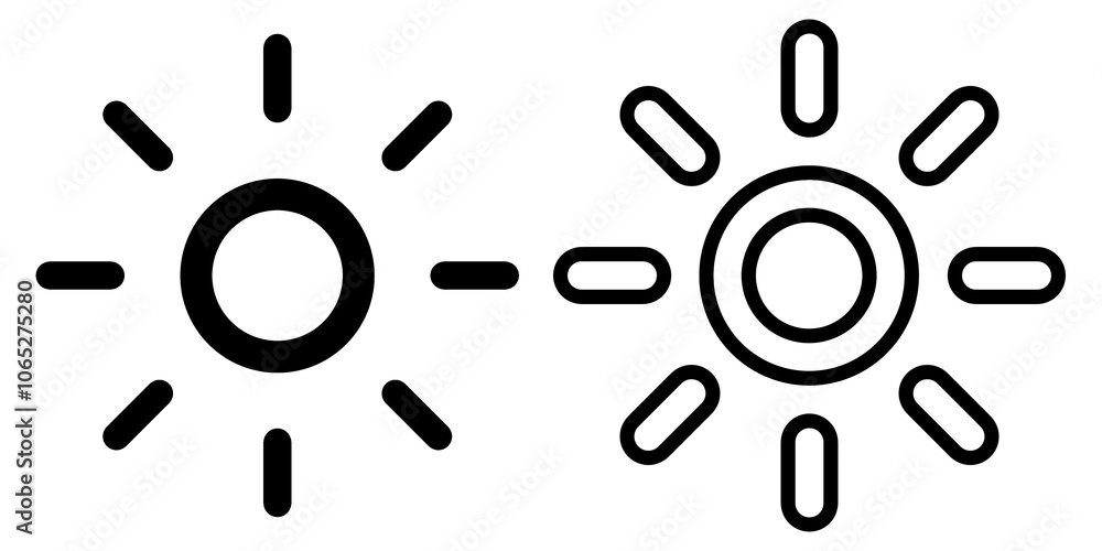 Poster sun line icon set with simple and modern design wor web.brightness icon