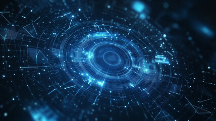 Futuristic Digital Technology Interface with Circular HUD 