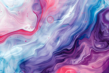 Fototapeta premium Abstract purple and pink liquid marble background with fluid art. Artistic painting of swirling, dreamy colors in an iridescent color palette