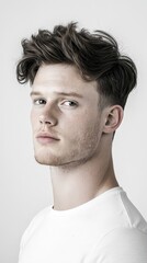 Fototapeta premium A man with a shaved head and a beard