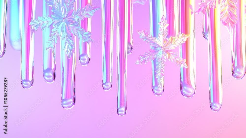 Poster create a stunning background with colorful icicles and snowflakes for your next design project