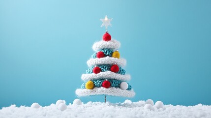 Cozy Knitted Christmas Tree with Colorful Ornaments