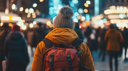Obraz premium Travel Adventures: Capture scenes of people traveling to different locations to celebrate New Yearâ€™s Eve.