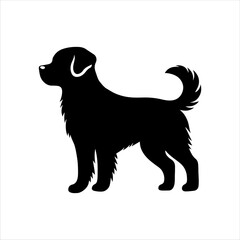 Obraz premium Black dog puppy silhouette vector illustration design on white background.