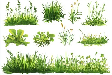 Obraz premium Playful collection of creative drawings showcasing greenery, yards, and field landscapes for children