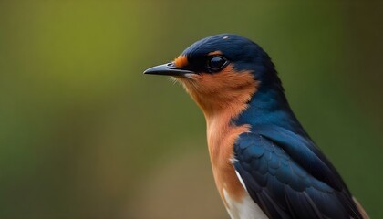 Close-up of Barn Swallow showcasing natural textures in candid pose with photorealistic details