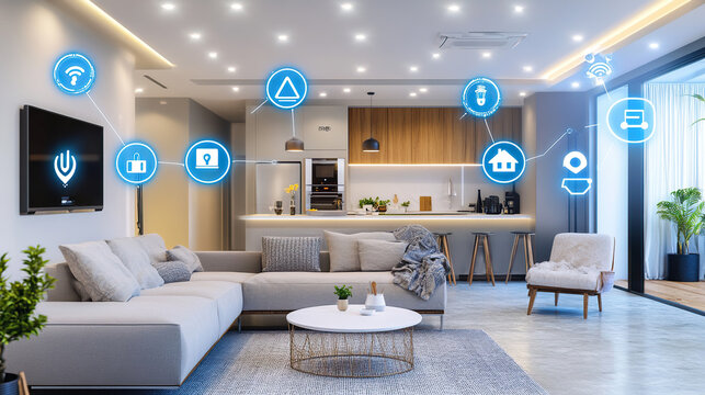 Modern Smart Home Interior with Connected Devices