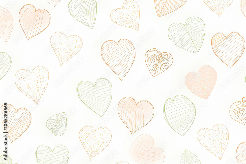 Aufkleber A charming collection of heart shapes in soft pastel colors, perfect for adding a touch of whimsy to any creative project