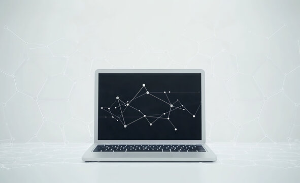 Modern Laptop with Digital Network Connections