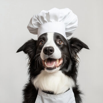 Cheerful Dog in Chef Outfit with Hat