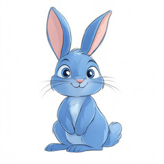 Obraz premium Cute Blue Bunny Cartoon Character